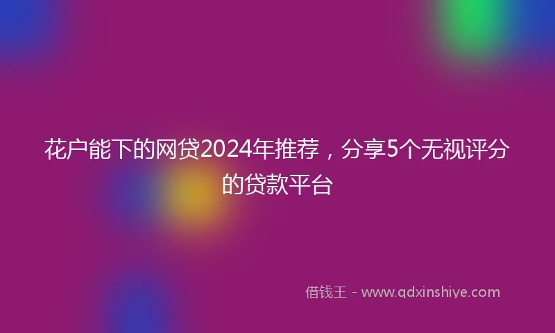 花户能下的网贷2024年推荐，分享5个无视评分的贷款平台