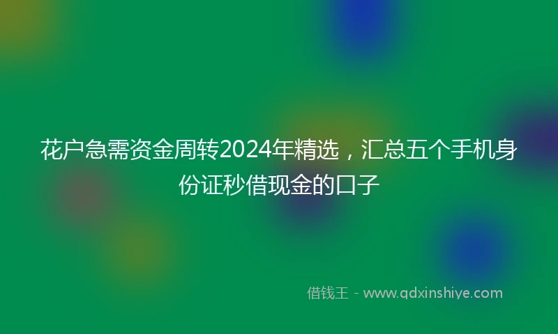 花户急需资金周转2024年精选，汇总五个手机身份证秒借现金的口子