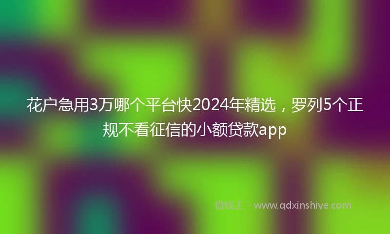 花户急用3万哪个平台快2024年精选，罗列5个正规不看征信的小额贷款app