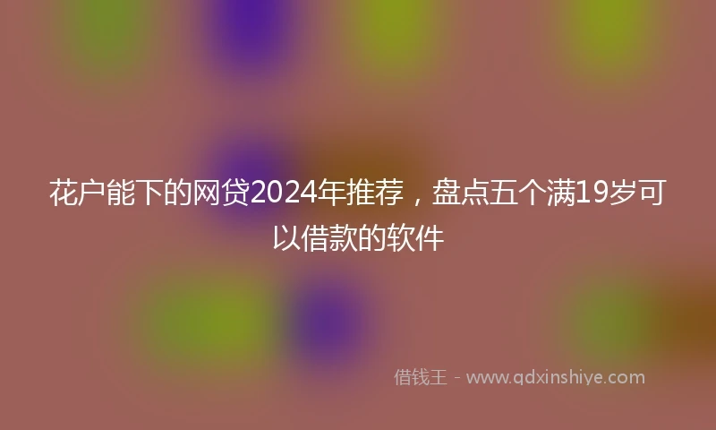 花户能下的网贷2024年推荐，盘点五个满19岁可以借款的软件