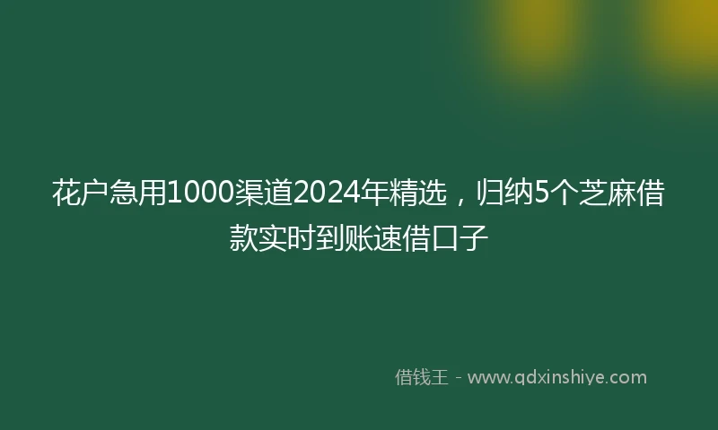 花户急用1000渠道2024年精选，归纳5个芝麻借款实时到账速借口子