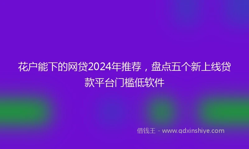 花户能下的网贷2024年推荐，盘点五个新上线贷款平台门槛低软件