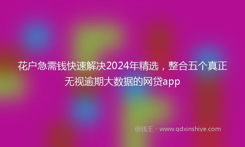 花户急需钱快速解决2024年精选，整合五个真正无视逾期大数据的网贷app