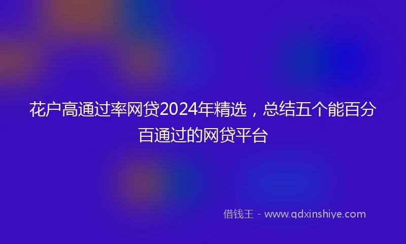 花户高通过率网贷2024年精选，总结五个能百分百通过的网贷平台