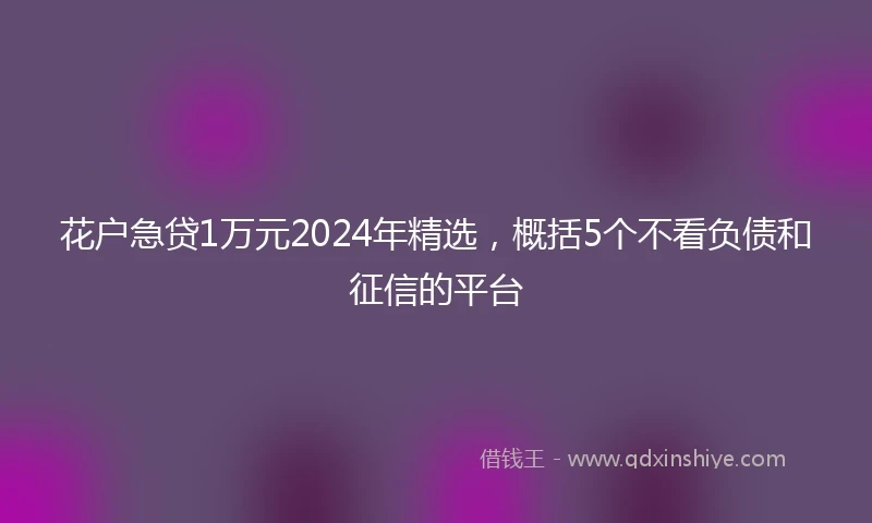 花户急贷1万元2024年精选，概括5个不看负债和征信的平台
