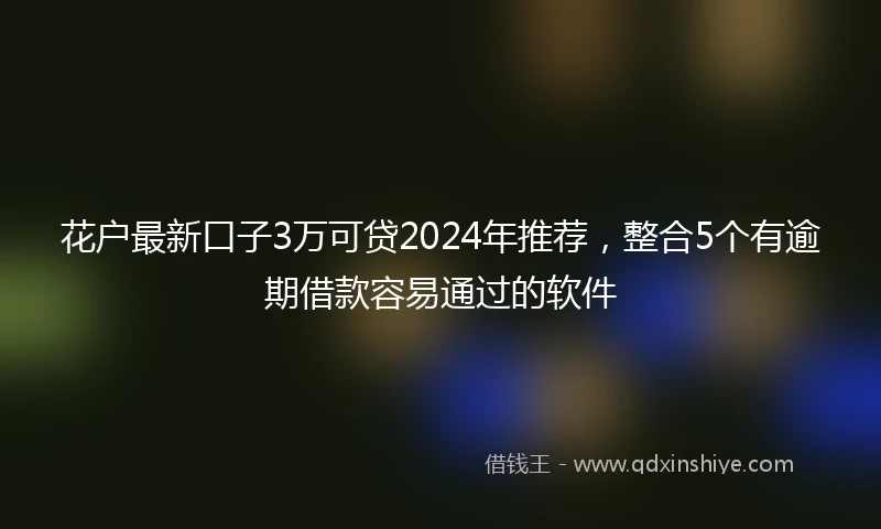 花户最新口子3万可贷2024年推荐，整合5个有逾期借款容易通过的软件
