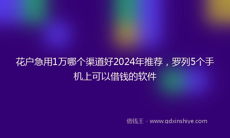 花户急用1万哪个渠道好2024年推荐，罗列5个手机上可以借钱的软件