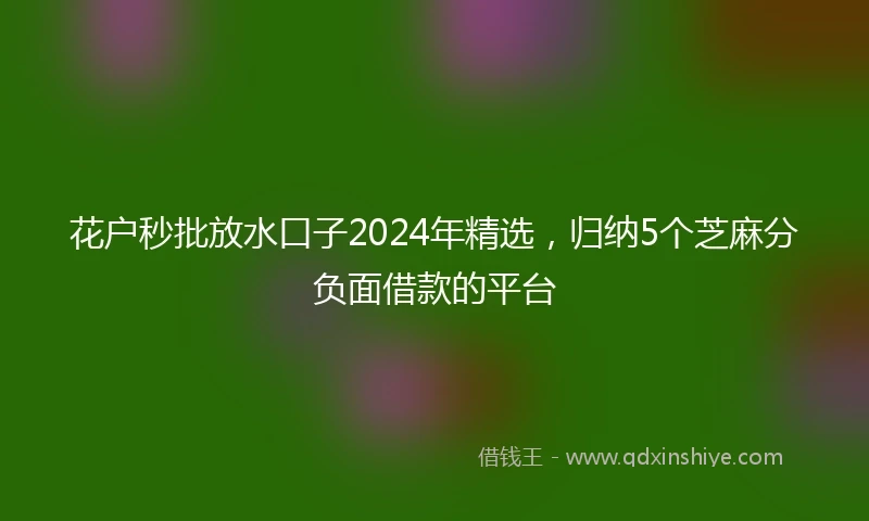 花户秒批放水口子2024年精选，归纳5个芝麻分负面借款的平台