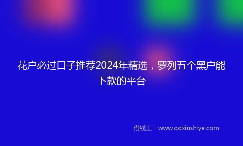 花户必过口子推荐2024年精选，罗列五个黑户能下款的平台