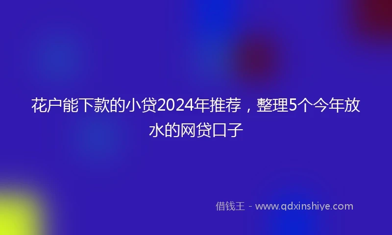 花户能下款的小贷2024年推荐，整理5个今年放水的网贷口子
