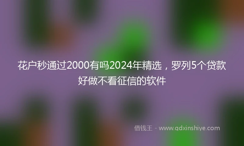 花户秒通过2000有吗2024年精选，罗列5个贷款好做不看征信的软件