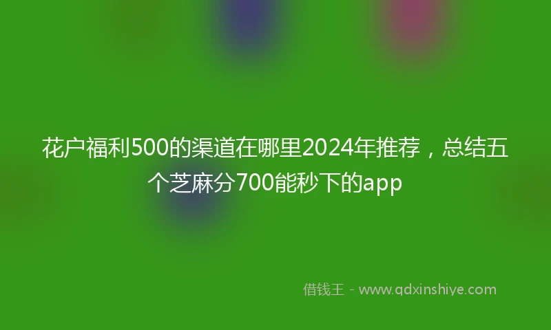 花户福利500的渠道在哪里2024年推荐，总结五个芝麻分700能秒下的app