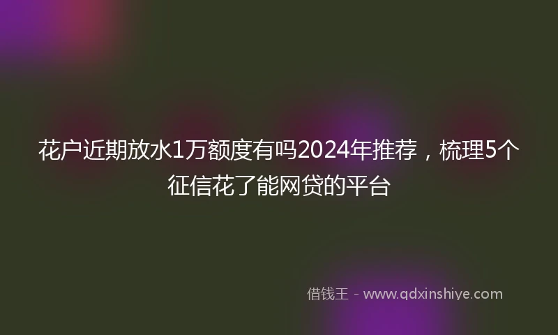 花户近期放水1万额度有吗2024年推荐，梳理5个征信花了能网贷的平台