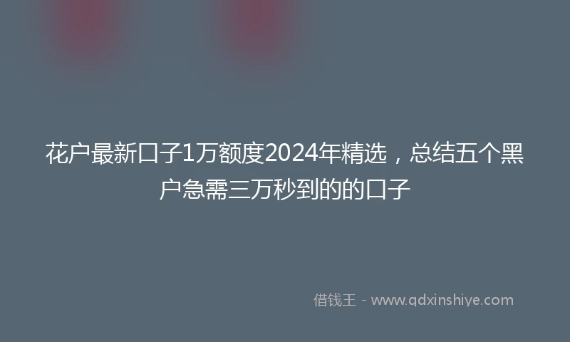 花户最新口子1万额度2024年精选，总结五个黑户急需三万秒到的的口子