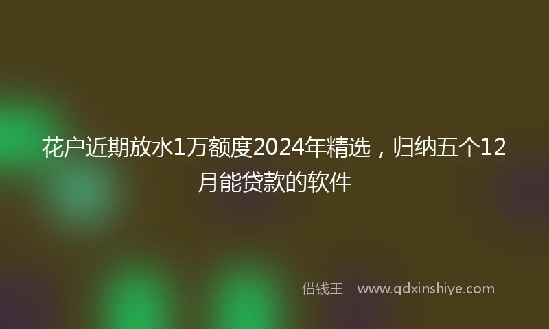 花户近期放水1万额度2024年精选，归纳五个12月能贷款的软件