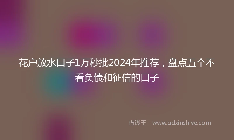 花户放水口子1万秒批2024年推荐，盘点五个不看负债和征信的口子