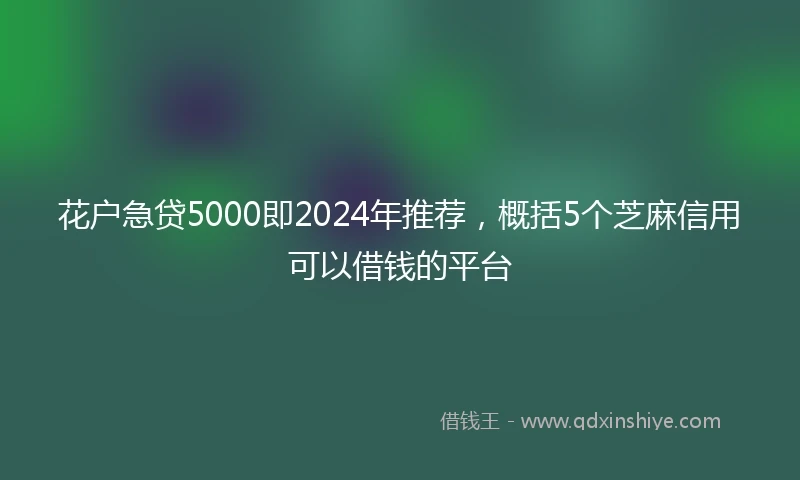 花户急贷5000即2024年推荐，概括5个芝麻信用可以借钱的平台