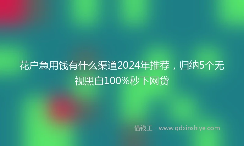 花户急用钱有什么渠道2024年推荐，归纳5个无视黑白100%秒下网贷