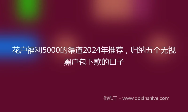 花户福利5000的渠道2024年推荐，归纳五个无视黑户包下款的口子