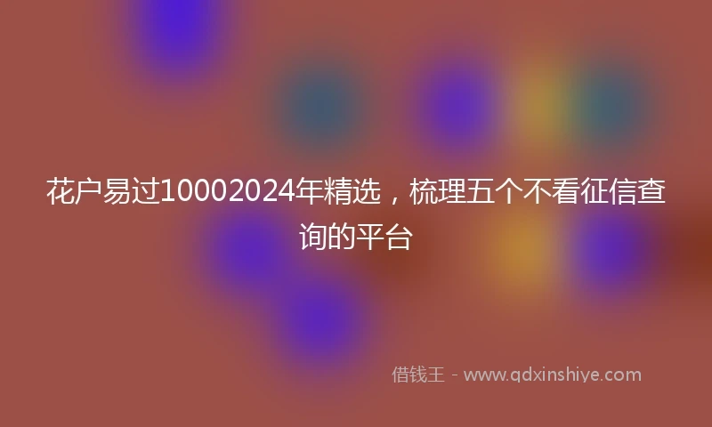 花户易过10002024年精选，梳理五个不看征信查询的平台