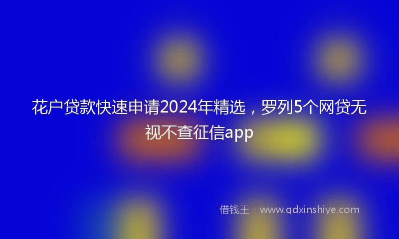 花户贷款快速申请2024年精选，罗列5个网贷无视不查征信app