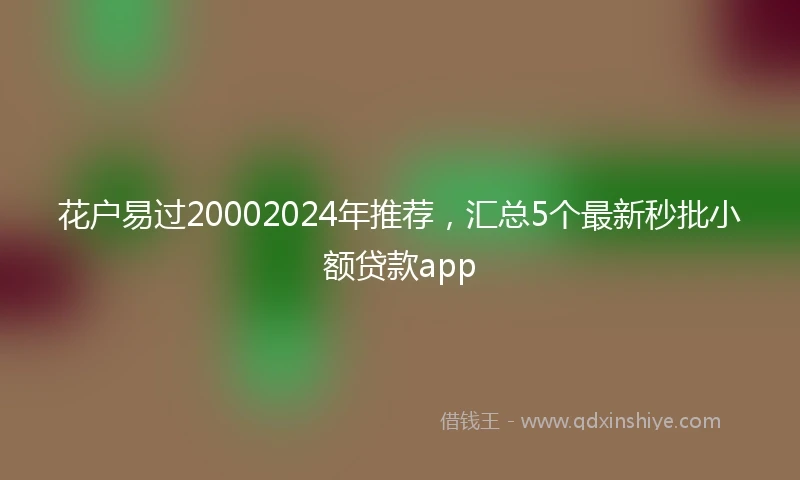 花户易过20002024年推荐，汇总5个最新秒批小额贷款app