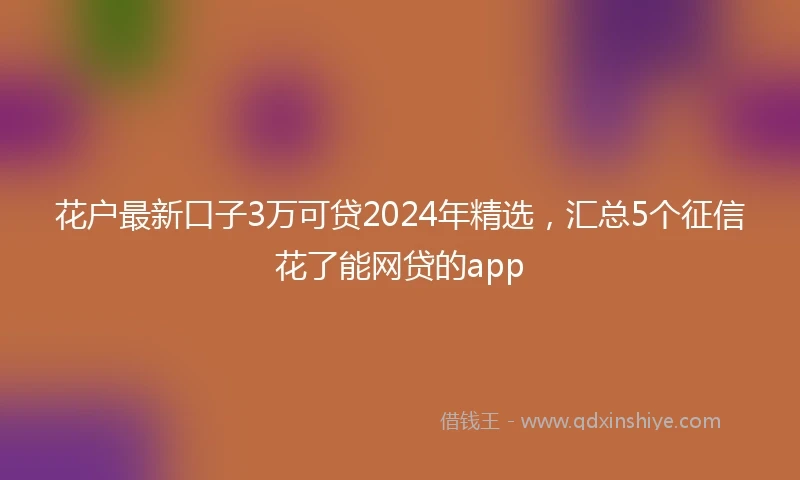 花户最新口子3万可贷2024年精选，汇总5个征信花了能网贷的app