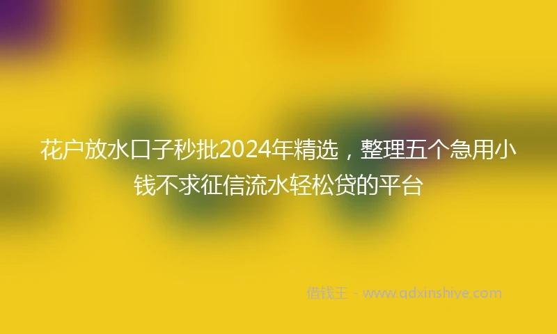 花户放水口子秒批2024年精选，整理五个急用小钱不求征信流水轻松贷的平台