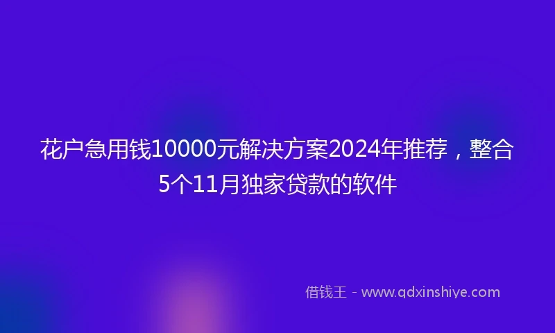 花户急用钱10000元解决方案2024年推荐，整合5个11月独家贷款的软件