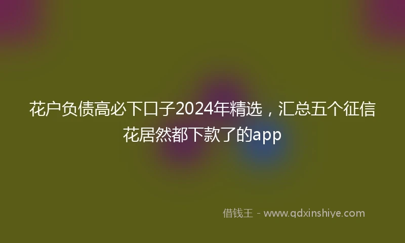 花户负债高必下口子2024年精选，汇总五个征信花居然都下款了的app