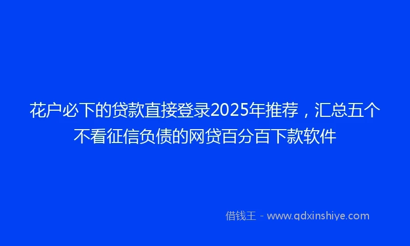 花户必下的贷款直接登录2025年推荐，汇总五个不看征信负债的网贷百分百下款软件