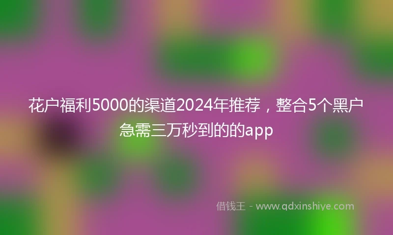 花户福利5000的渠道2024年推荐，整合5个黑户急需三万秒到的的app