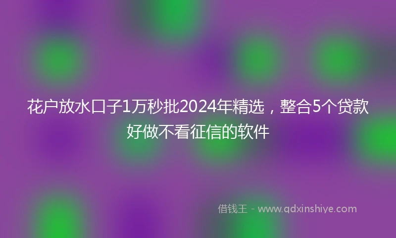 花户放水口子1万秒批2024年精选，整合5个贷款好做不看征信的软件