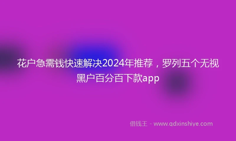 花户急需钱快速解决2024年推荐，罗列五个无视黑户百分百下款app