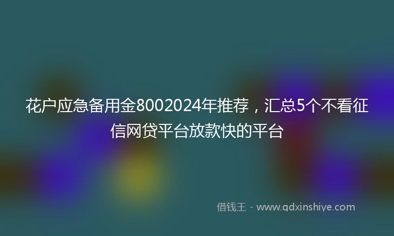 花户应急备用金8002024年推荐，汇总5个不看征信网贷平台放款快的平台