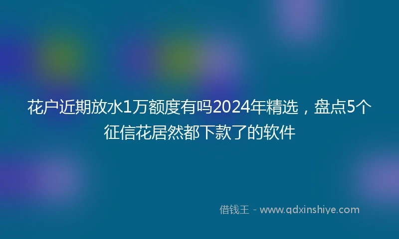 花户近期放水1万额度有吗2024年精选，盘点5个征信花居然都下款了的软件