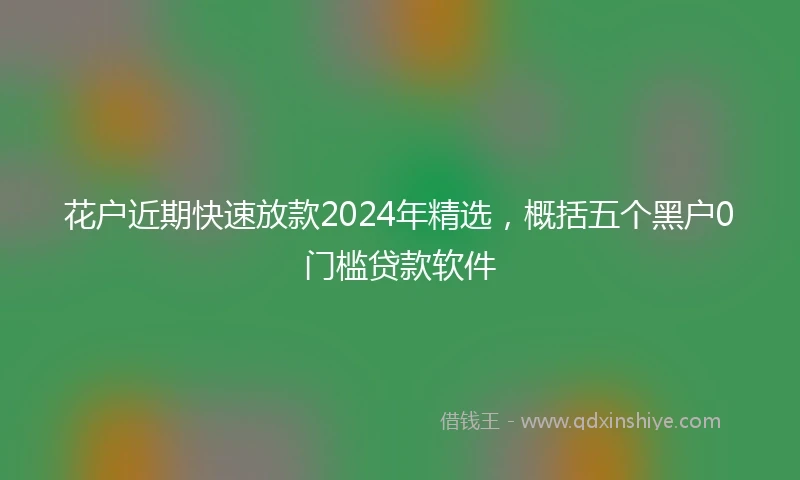 花户近期快速放款2024年精选，概括五个黑户0门槛贷款软件
