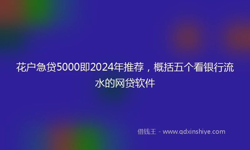 花户急贷5000即2024年推荐，概括五个看银行流水的网贷软件