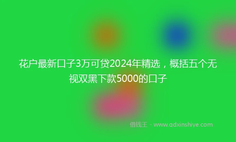 花户最新口子3万可贷2024年精选，概括五个无视双黑下款5000的口子