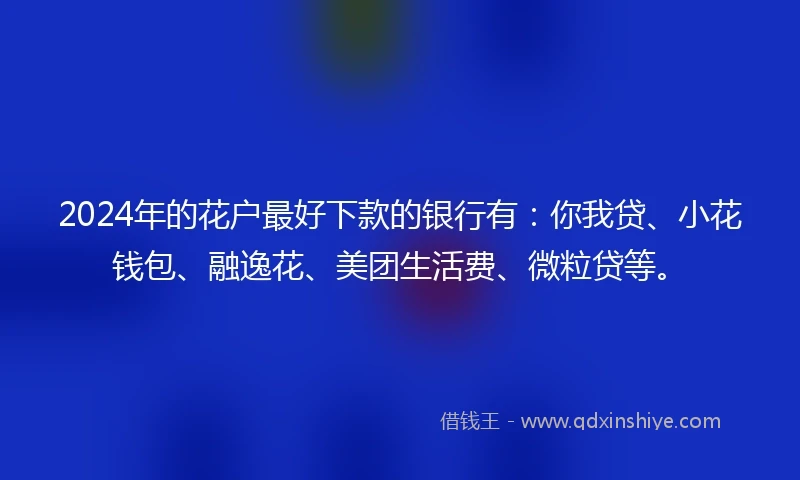 2024年的花户最好下款的银行有：你我贷、小花钱包、融逸花、美团生活费、微粒贷等。