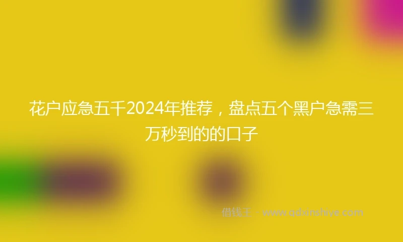 花户应急五千2024年推荐，盘点五个黑户急需三万秒到的的口子