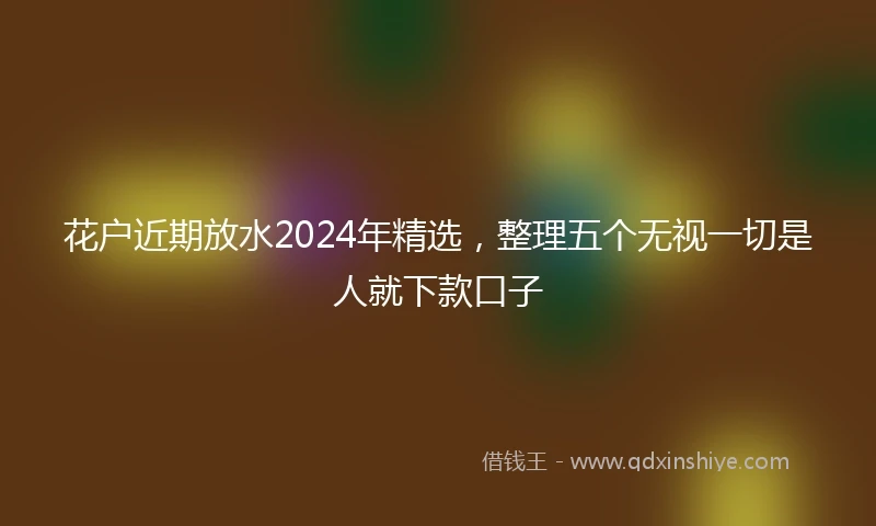 花户近期放水2024年精选，整理五个无视一切是人就下款口子