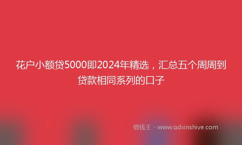 花户小额贷5000即2024年精选,汇总五个周周到贷款相同系列的口子