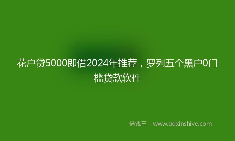 花户贷5000即借2024年推荐，罗列五个黑户0门槛贷款软件