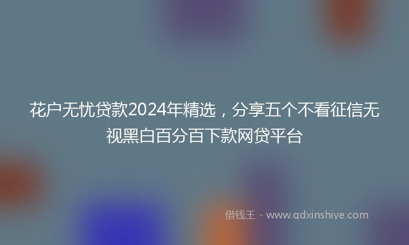 花户无忧贷款2024年精选，分享五个不看征信无视黑白百分百下款网贷平台