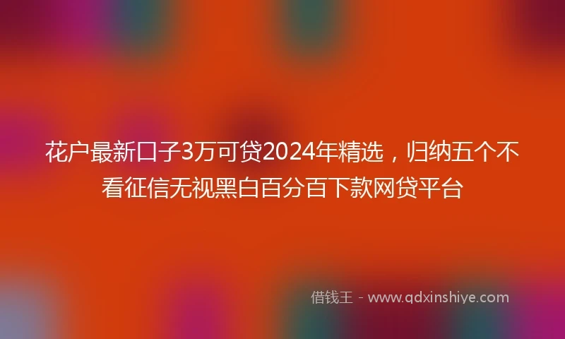 花户最新口子3万可贷2024年精选，归纳五个不看征信无视黑白百分百下款网贷平台