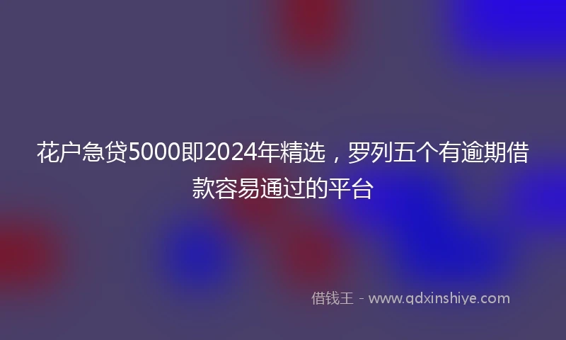 花户急贷5000即2024年精选，罗列五个有逾期借款容易通过的平台