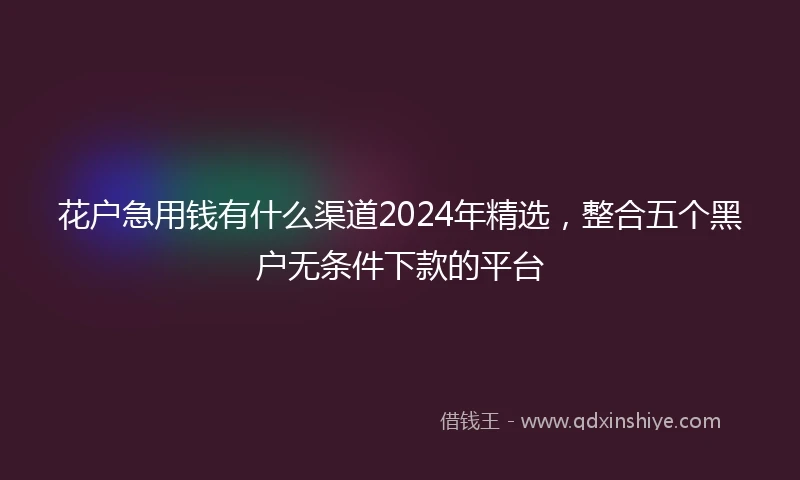 花户急用钱有什么渠道2024年精选，整合五个黑户无条件下款的平台