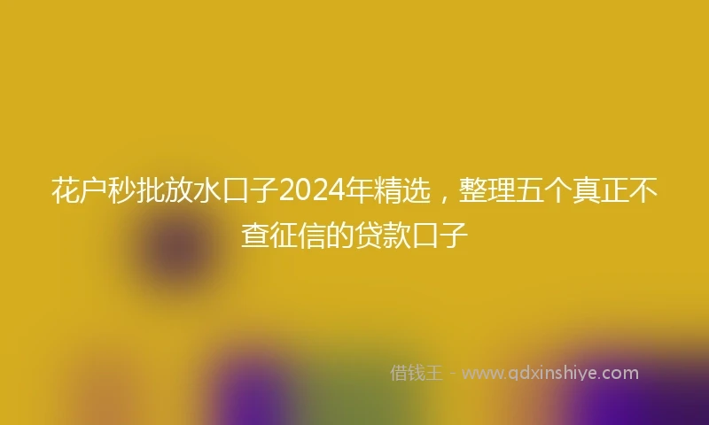 花户秒批放水口子2024年精选，整理五个真正不查征信的贷款口子