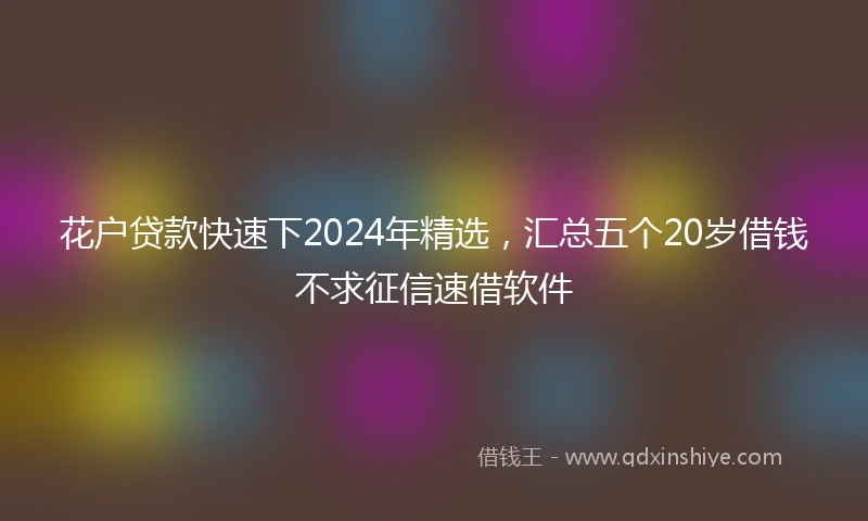花户贷款快速下2024年精选，汇总五个20岁借钱不求征信速借软件